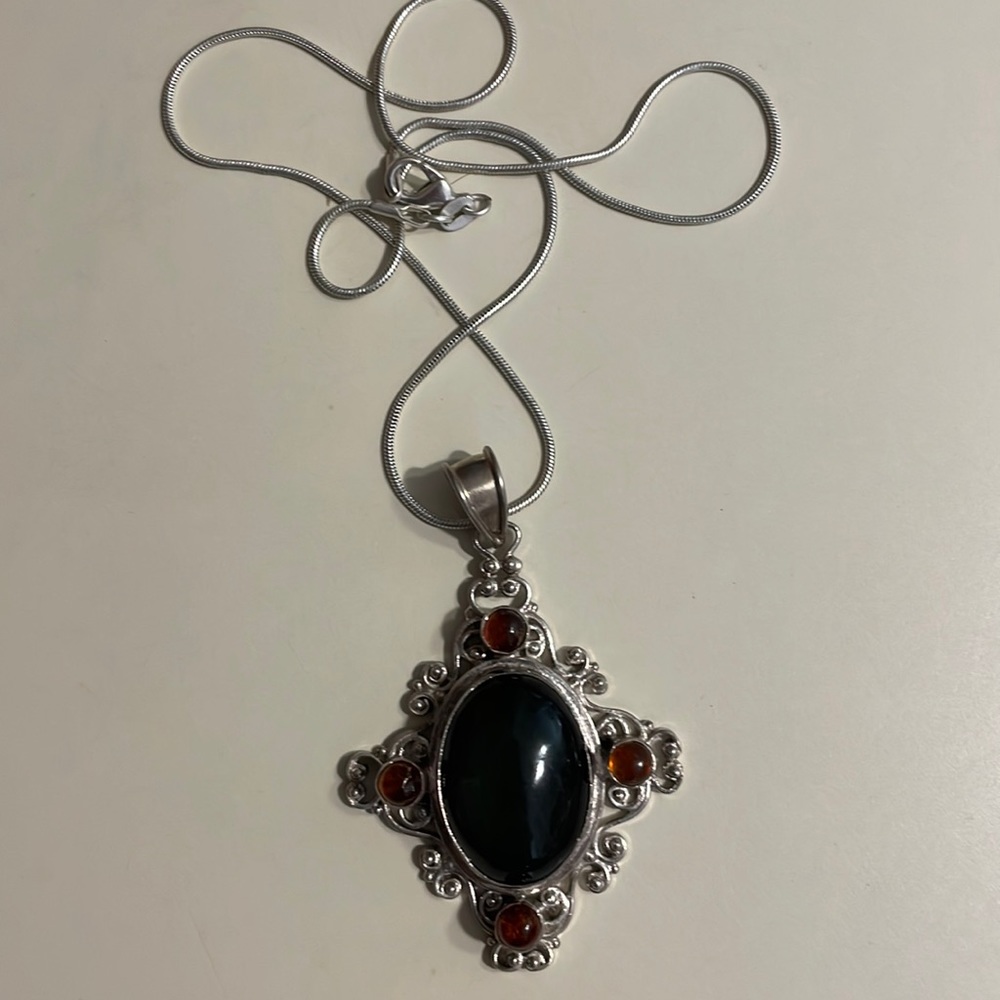 Sterling silver necklace and pendant